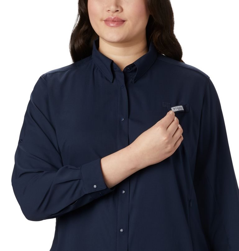 Camasa Columbia PFG Tamiami II Long Sleeve Dama Bleumarin | Plus Size KJQA18907